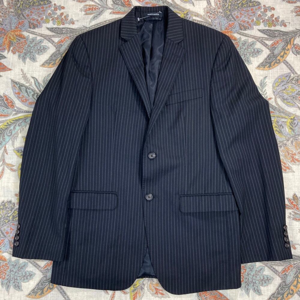 Ralph Lauren Men's Black Label Slim 2 Button Black Pinstripe Wool Blazer 38R